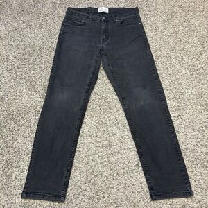 Luke & Dutch Black Stretch Jeans 32x30 Men Straight Slim Charcoal Denim